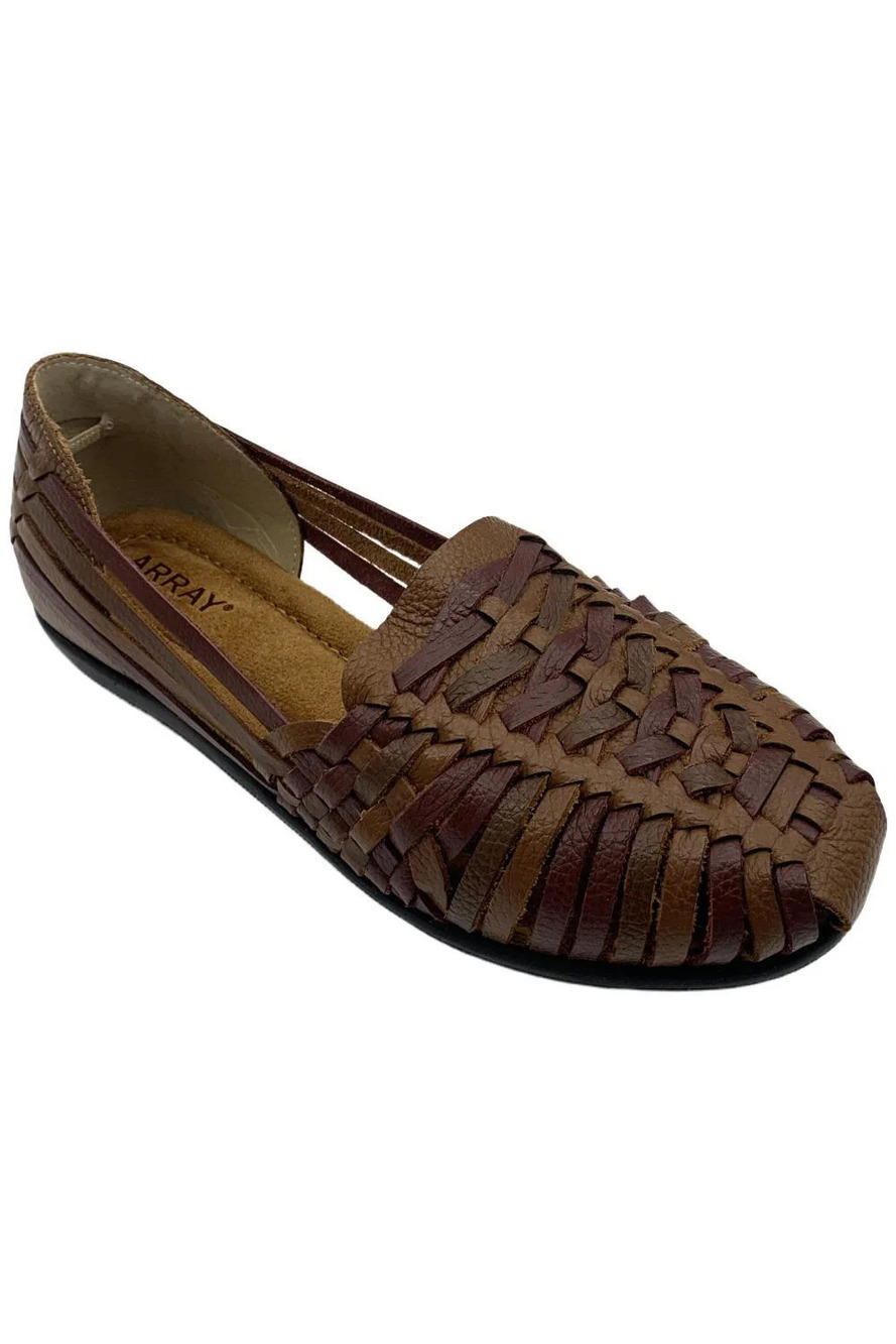 ARRAY Women's Estella Slip-On Woven Flats Tan/Oxblood - Medium